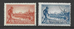 Australia 1934 Victoria Centenary 2d Orange & 3d Blue Perf 10.5 Fine CTO , Unhinged OG - Usados