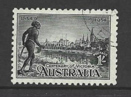 Australia 1934 Victoria Centenary 1/- Black Perf. 10.5 FU , Melbourne  CTO Cancel - Usados
