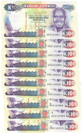 Zambia 10x 100 Kwacha 1991 UNC - Sambia