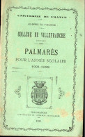 Villefranche (12 Aveyron)  Palmarès Du Collège  1921-1922  (PPP46000) - Midi-Pyrénées