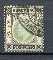 H-K  Yv. N° 87 ; SG N°84 Fil CA Mult (o) 30c Noir Et Vert Edouard VII Cote 18 Euro BE  2 Scans - Used Stamps