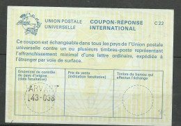 France Coupon Réponse International C22    Utilisé  B/TB        Voir Scans         Soldé ! ! ! - Reply Coupons