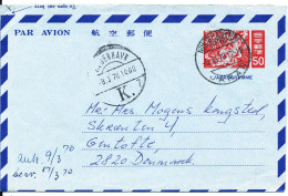 Japan Aerogramme Sent To Denmark 5-3-1970 - Aerograms