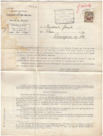 Document Van Societe Nationale Des Chemins De Fer Belges Service Du Materiaal Met Stempel Ateliers De Mons Entre - Andere & Zonder Classificatie