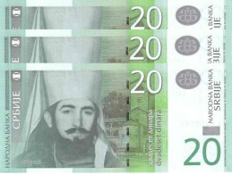 Serbia 20 Dinara 2006, UNC (P-47a, B-407a) / 3 PCS - Serbia