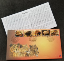 South Africa Big Five 2007 Wildlife Lion Big Cat Elephant Rhino Elephant Leopard Ox (stamp FDC) - Storia Postale