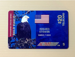 Mint USA UNITED STATES America ACMI Prepaid Telecard Phonecard,Endangered Species Series- Bald Eagle $20(Mintage1500) - Autres & Non Classés