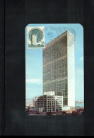UN New York 1951 Definitive Stamp UN Building Interesting Maximum Card With First Day Postmark - Cartes-maximum