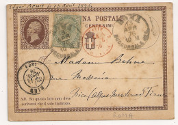 CARTOLINA POSTALE ROMA TO NICE . 1876 - Stamped Stationery