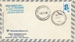 ARGENTINA 1975 MEMORIAL FLIGHT BUENOS AIRES- RIO GRANDE AIRLINES AVIATION PLANE - FDC