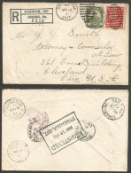1931 Registered Cover 12c Arch/Library RPO Duplex Sydenham Ontario To USA - Postal History