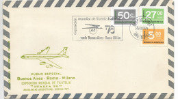 ARGENTINA 1976 SPECIAL FLIGHT BUENOS AIRES ROMA MILANO WORLD PHILATELIC EXPO - FDC