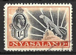 NYASALAND.....KING GEORGE V....(1910-36..)..." 1934.."....1/-.....SG122.....(CAT.VAL.£14..).....CDS.......VFU.... - Nyasaland (1907-1953)