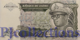 ZAIRE 100000 ZAIRES 1991 PICK 41a UNC - Zaïre