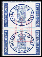 1956. FINLAND. FINLANDIA 56. 30 M. Blue. Tête Bêche Pair. Red First Day Cancel. (Michel 457K) - JF540307 - Usati