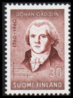 1960. FINLAND. JOHAN GADOLIN 30 M, NEVER HINGED. (Michel 519) - JF540544 - Unused Stamps