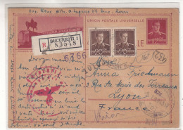 Roumanie - Carte Postale Recom De 1943 - Entier Postal - Oblit Bucuresti - Exp Vers Lyon - - World War 2 Letters