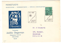 Finlande - Carte Postale De 1959 - Oblit Lahti - - Briefe U. Dokumente