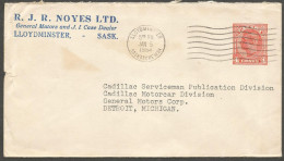 1954 Noyes GM And Case Dealer Advertising Cover 4c GVI PSE Lloydminster Saskatchewan - Postal History