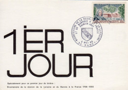 BICENTENAIRE DE LA REUNION DE LA LORRAINE ET DU BARROIS A LA FRANCE - 6 MAI 1966 - 54 NANCY - 1960-1969