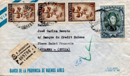 ARGENTINE AFFRANCHISSEMENT COMPOSE SUR  LETTRE RECOMMANDEE POUR LA SUISSE 1963 - Brieven En Documenten