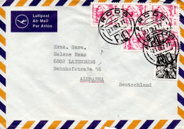 BRESIL AFFRANCHISSEMENT COMPOSE SUR LETTRE AVION POUR L'ALLEMAGNE 1977 - Lettres & Documents