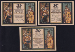3x Köln-Mülheim: 10, 25 + 50 Pfennig 1922 - 25 Jahre Gewerbebank - Colecciones