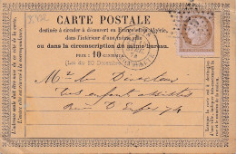 35432# CERES CARTE PRECURSEUR LOCALE Obl ETOILE 15 PARIS R. BONAPARTE 1874 - Precursor Cards