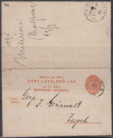 ⁕ Hungary 1891 CROATIA ⁕ Postal Stationery Zárt-levelező-lap Zatvorena Dopisnica MALJEVAC - ZAGREB ⁕ See Scan - Ganzsachen