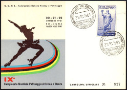 SKATING - ITALIA BOLOGNA 21.10.1961 - IX CAMPIONATO MONDIALE PATTINAGGIO ARTISTICO E DANZA - CARTOLINA UFFICIALE - M - Eiskunstlauf