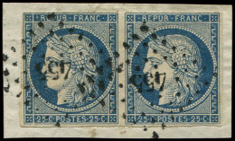 EMISSION DE 1849 - 4    25c. Bleu, PAIRE Obl. PC 455 S. Fragt, TB - 1849-1850 Ceres