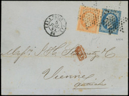 Let EMPIRE NON DENTELE - 14A Et 16, 20c. T I Et 40c., Les 2 PERCES En LIGNE, Obl. ETOILE S. LSC, Càd (J) 3 PARIS (J) 5/7 - 1849-1876: Classic Period