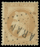 EMPIRE LAURE - 28B  10c. Bistre, T II, Obl Los. ARAN, Dc, Frappe TTB - 1863-1870 Napoléon III. Laure