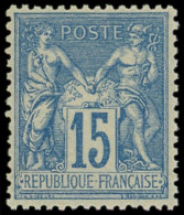 ** TYPE SAGE - 90   15c. Bleu, Excellent Centrage, TTB - 1876-1898 Sage (Type II)