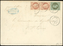 Let AFFRANCHISSEMENTS ET COMBINAISONS - N°25 Et 51 PAIRE Obl. Càd T17 SEIX 10/4/76 S. Papiers D'Affaires, Très Bonne Com - 1849-1876: Période Classique