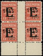 ** COLIS POSTAUX  (N° Et Cote Maury) - 155D  1f15 Sur 75c. Rouge Surch. E, BLOC De 4 Interp. Et Bdf, RR, TB, Yvert N°186 - Neufs