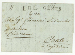 87 GENES  L.R.I 1806 Pour Ponte Engadin Per Milano Chiavenna Genova Corradi - 1792-1815: Veroverde Departementen