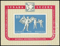 ** SUISSE BF 14 : Lunaba 1951, 40c. Bleu Clair Et Gris, TB - Blocks & Kleinbögen