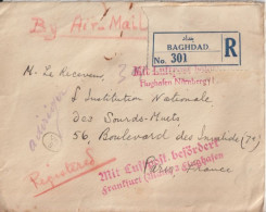 IRAQ - 1930 - ENVELOPPE Par AVION LUFTPOST NÜRNBERG + FRANKFURT ! RECOMMANDEE De BAGHDAD => PARIS - Poste Aérienne & Zeppelin