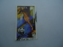 MALTA  USED MARINE LIFE WWF - Oblitérés