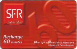 Reunion - SFR - SFR Red Diagonal Values, Normal Zero 0, Exp.12.2002, GSM Refill 60Min, Used - Réunion