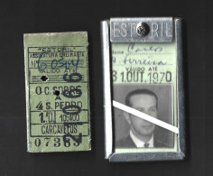 Estoril Railway Line, Portugal. Monthly Ticket. October 1966. Aluminum Ticket Holder. Estoril-Eisenbahnlinie. Monatskart - Mundo