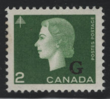 Canada 1963 MNH Sc O47 2c QEII Cameo G Overprint, Glazed Gum - Surchargés