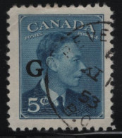 Canada 1950 Used Sc O20 5c KGVI Postes-Postage G Overprint 2 - Surchargés