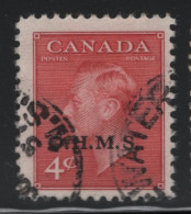 Canada 1950 Used Sc O15 4c KGVI Postes-Postage O.H.M.S. Overprint 2 - Surchargés