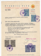 1959. YUGOSLAVIA,CROATIA,ZAGREB OIL FACTORY,LETTERHEAD,DEATH TO FASCISM,FREEDOM TO PEOPLE,6 REVENUE STAMPS - Covers & Documents