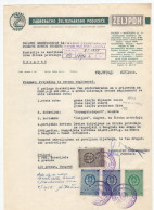 1958. YUGOSLAVIA,CROATIA,ZAGREB,ZELJPOH,RAILWAY COMPANY,LETTERHEAD,4 REVENUE STAMPS - Lettres & Documents