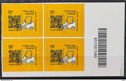RHM 866 Brazil Stamp Regular Logistic Service Transport Postal Service 2019 Block Of 4 Bar Code - Neufs