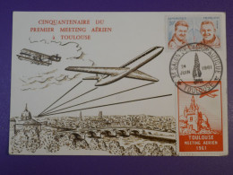 F0   FRANCE  BELLE CARTE 1946 1ER MEETING  AVIATION  TOULOUSE A AMIENS YVERT +AEROPHILATELIE +AFF. INTERESSANT+++ - 1927-1959 Brieven & Documenten