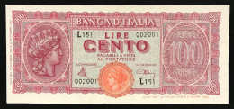 100 LIRE ITALIA TURRITA 10 12 1944 Sup/Q.FDS  LOTTO 4496 - 100 Liras